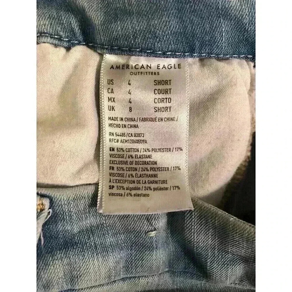 American Eagle Next Level Stretch 360 High Rise Blue Jegging Destroyed 4 Short - Picture 10 of 10